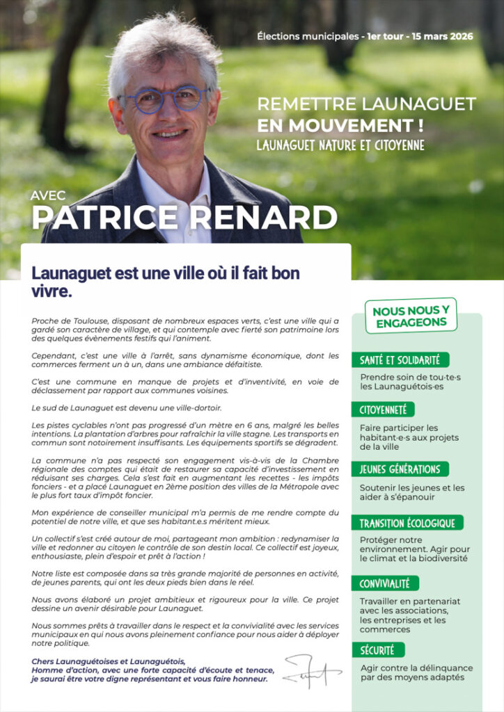 Profession de foi Patrice Renard